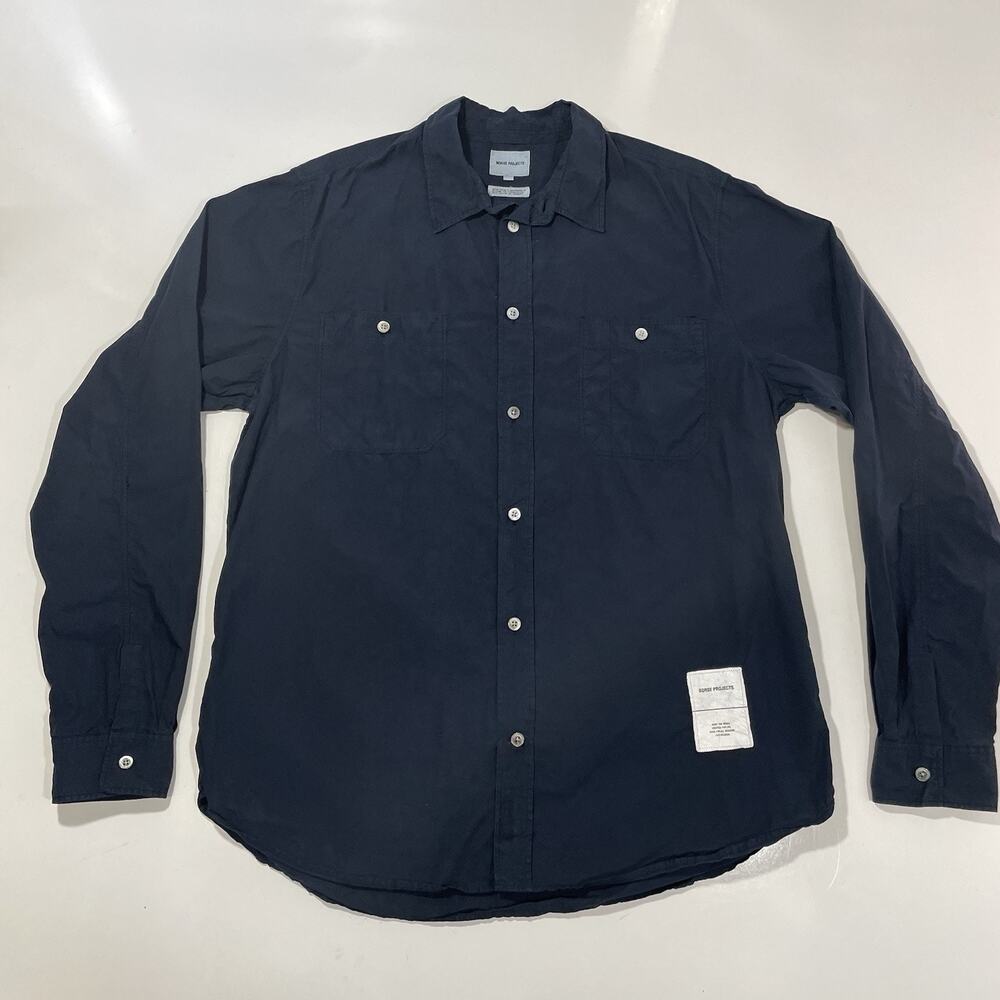 Norse Projects Men’s Dark Navy Blue Button Up Designer Shirt XL Portugal